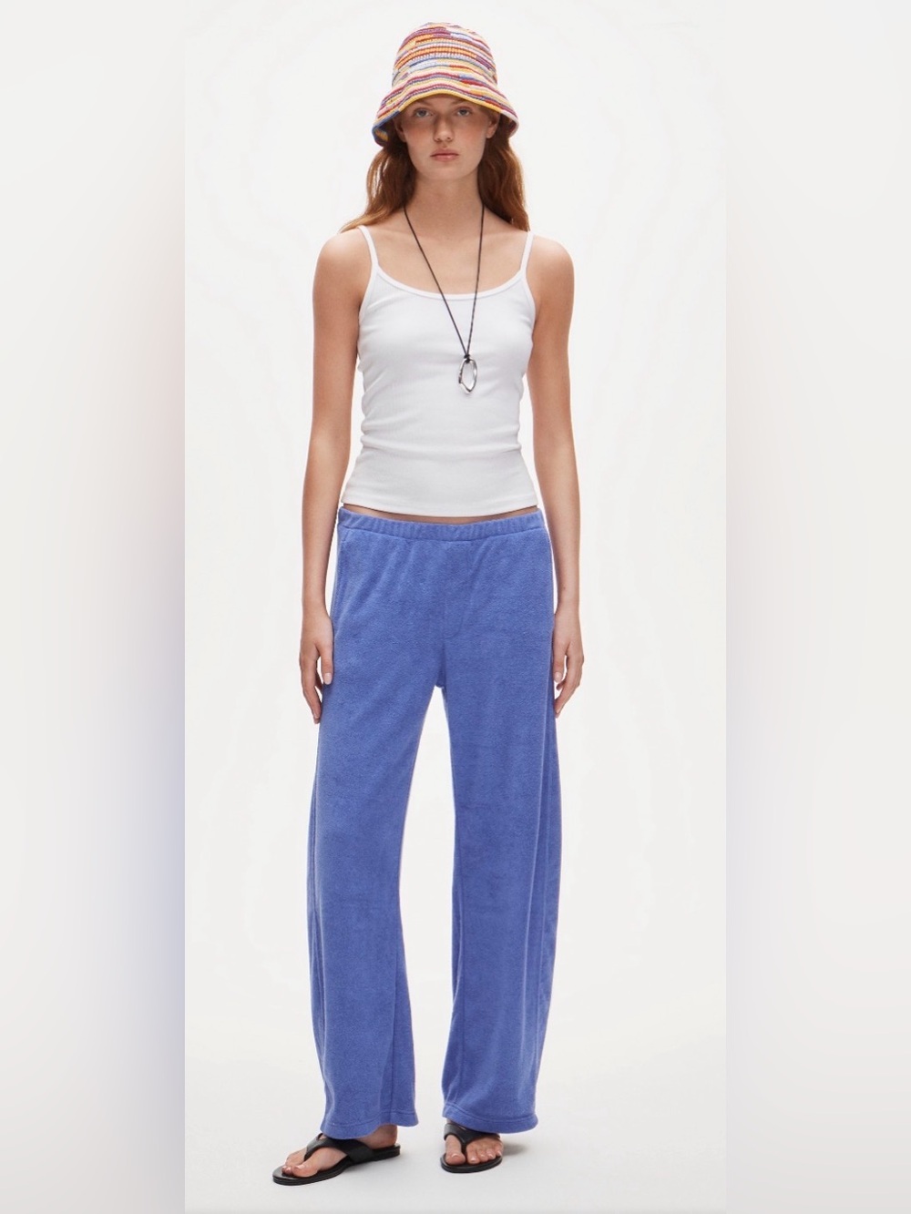 NWT J. Crew XL Towel Terry Barrel-legged sweat jogging pants Sunwashed Sea Blue